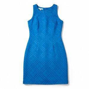 EVAN PICONE Women’s Sleeveless Blue Patterned Midi Dress Size 8